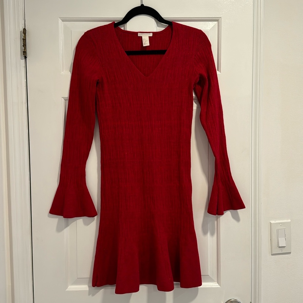 H&M ribbed sparkle red dress